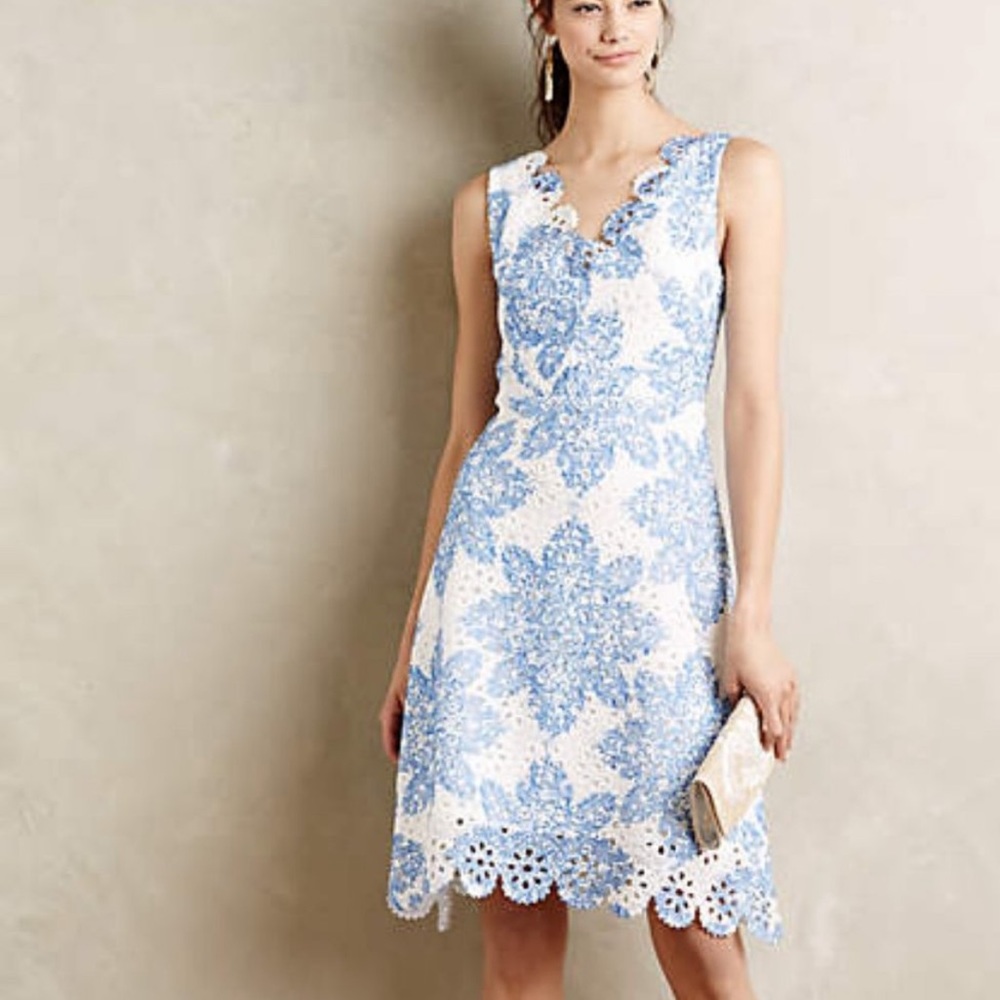 Anthropologie Starflower Scalloped Dress-Eva Franco-NWOT. Size 8.